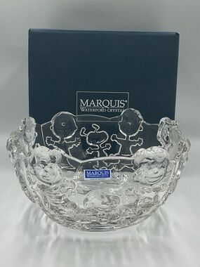 Vintage 2001 Peanuts Gang Snoopy MARQUIS by WATERFORD 8" Crystal Bowl New in Box